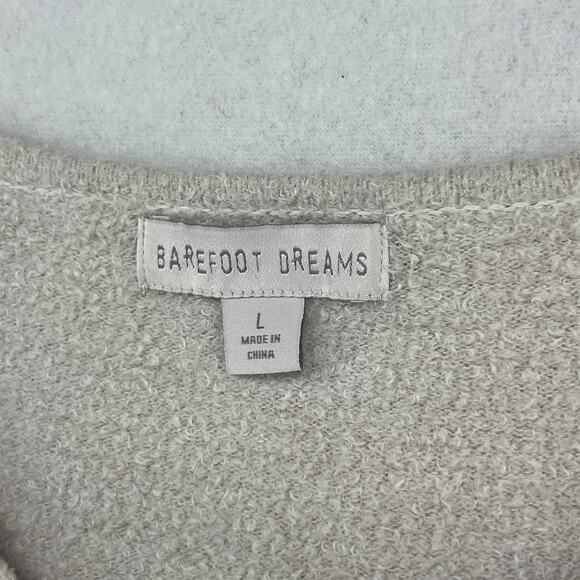 BAREFOOT DREAMS Sweater Womens L Cozy Chic Lite Plush V-Neck Pullover Beige - Picture 5 of 14